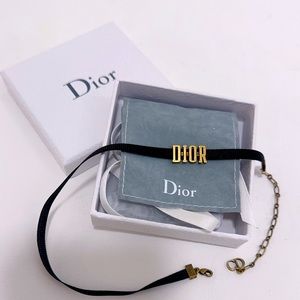 CHRISTIAN DIOR Grosgrain Ribbon Logo Choker